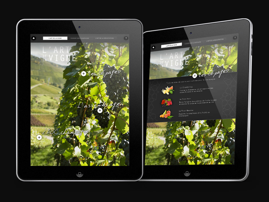 LVMH Champagne application iPad MOET&CHANDON veuvecliquot ArtDirection