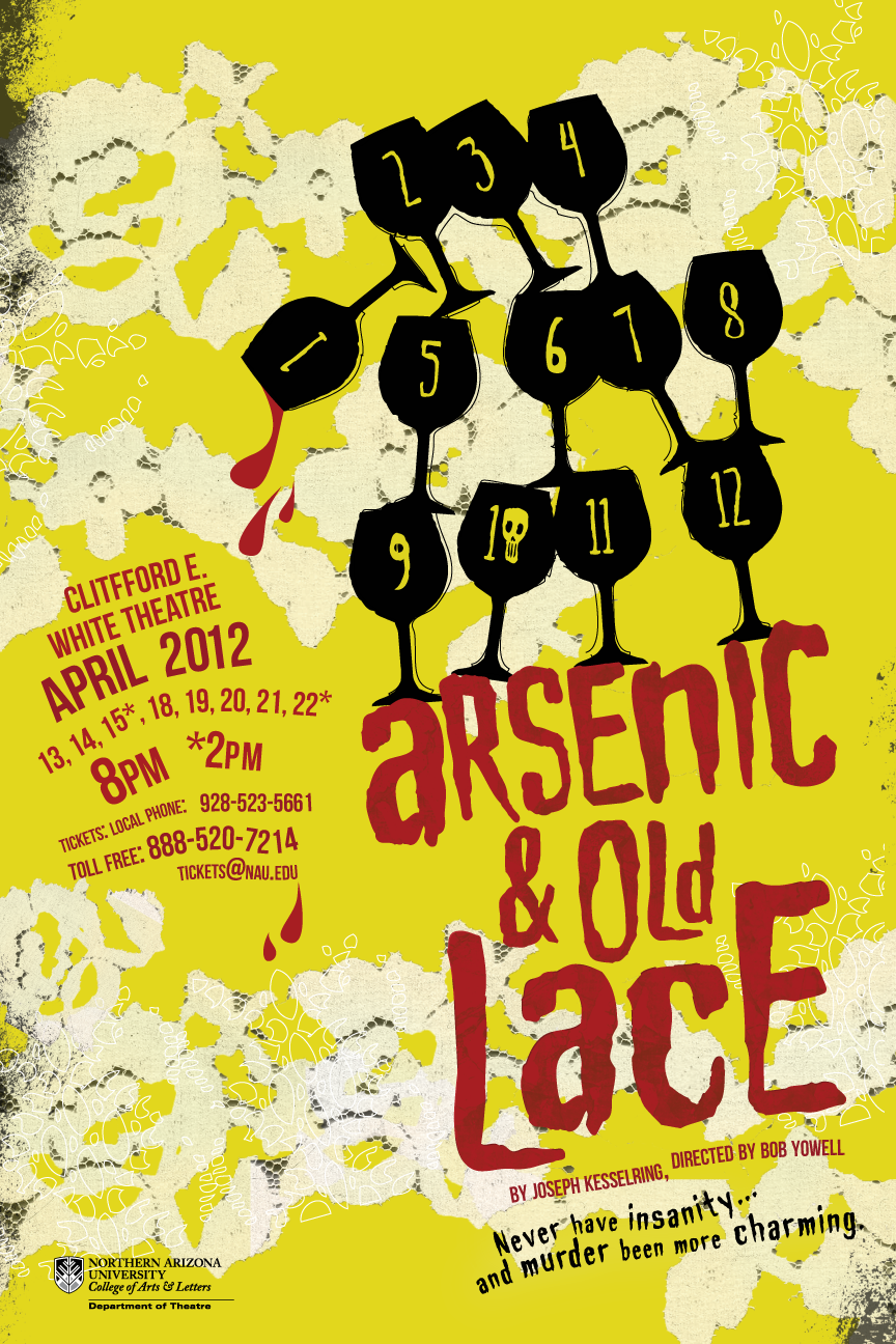 poster  Play Theatres Theaters lime green arsenic and old lace texture