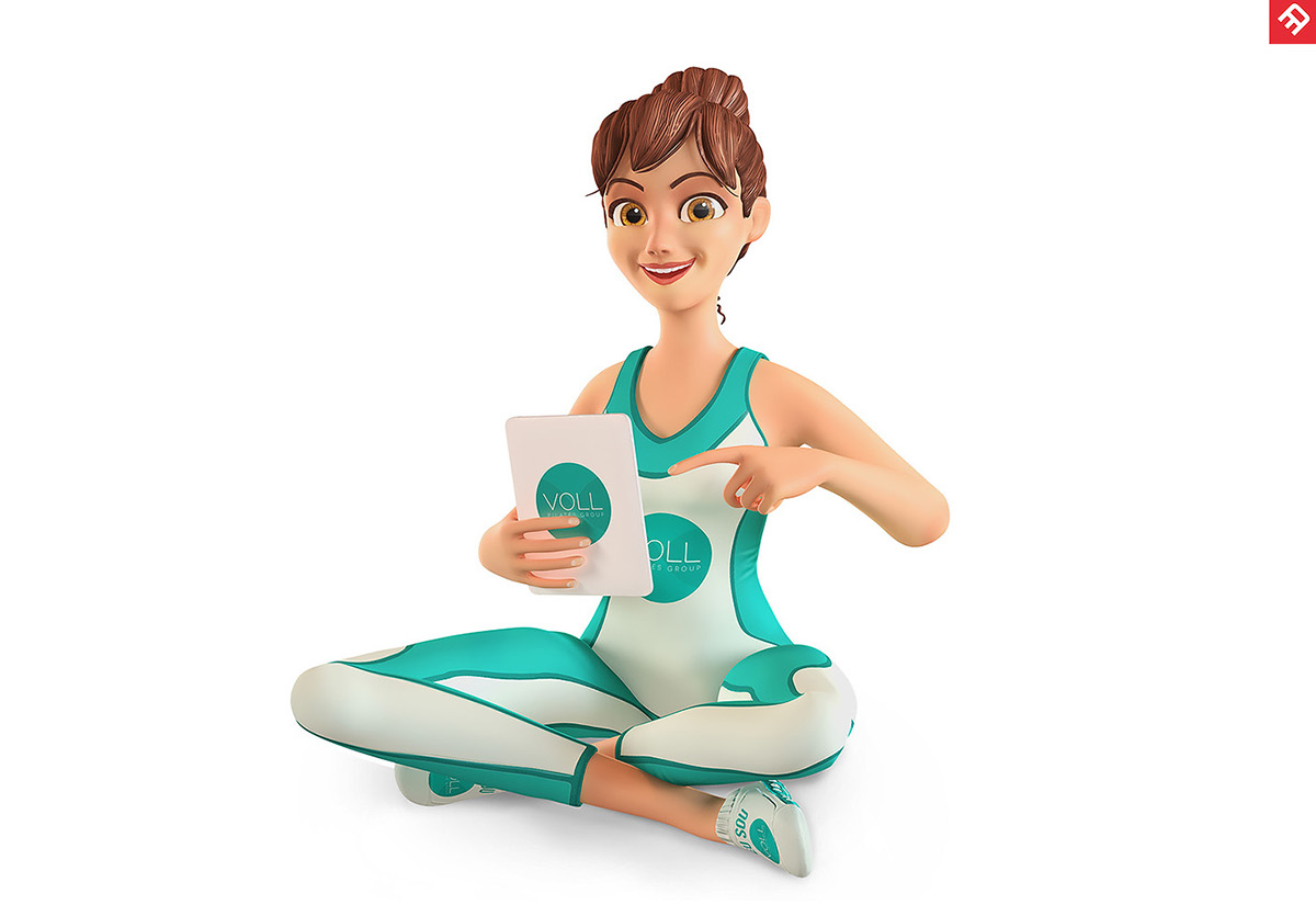 digital 3D Mascot doll girl Pilates sport