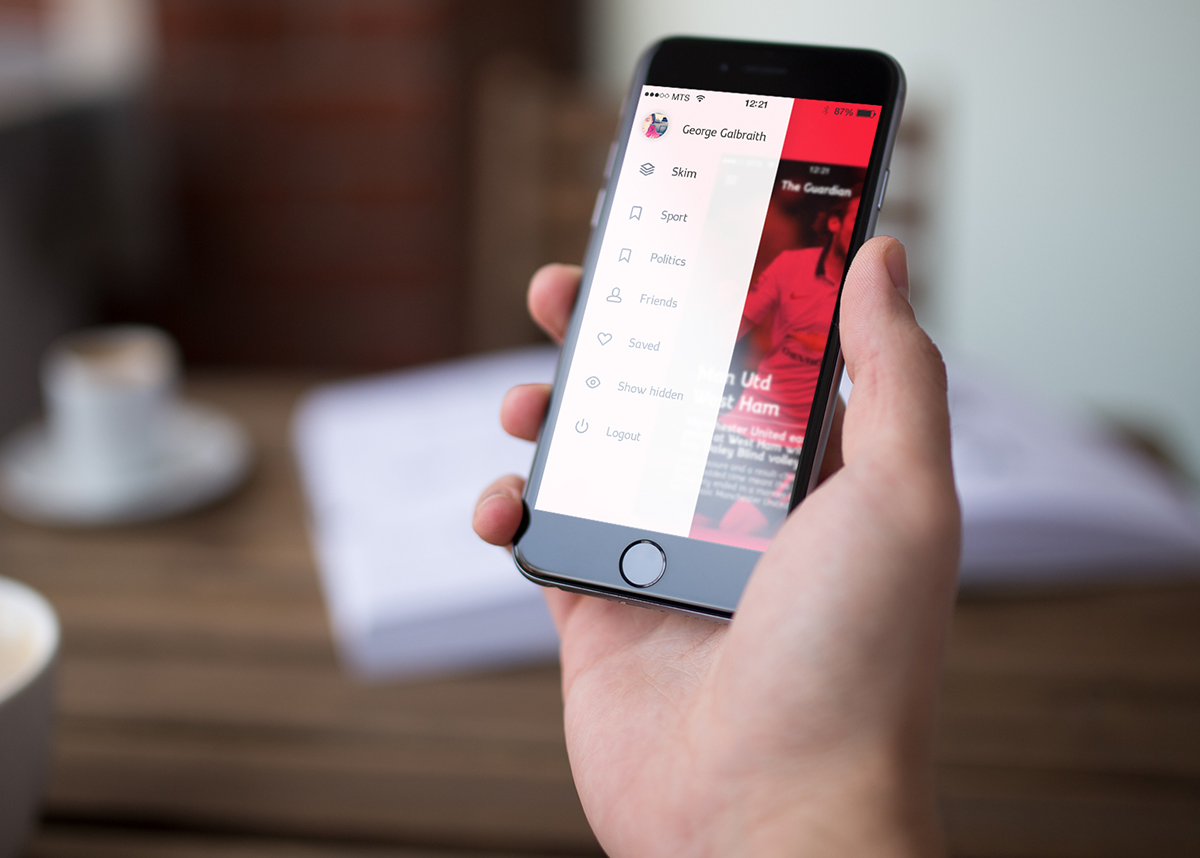 app news iphone android News reader skim fast logo UI red animal Web