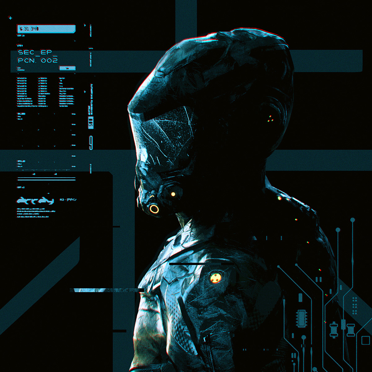 crime Cyberpunk Glitch glow labs neon nightcity robots soldier TOA