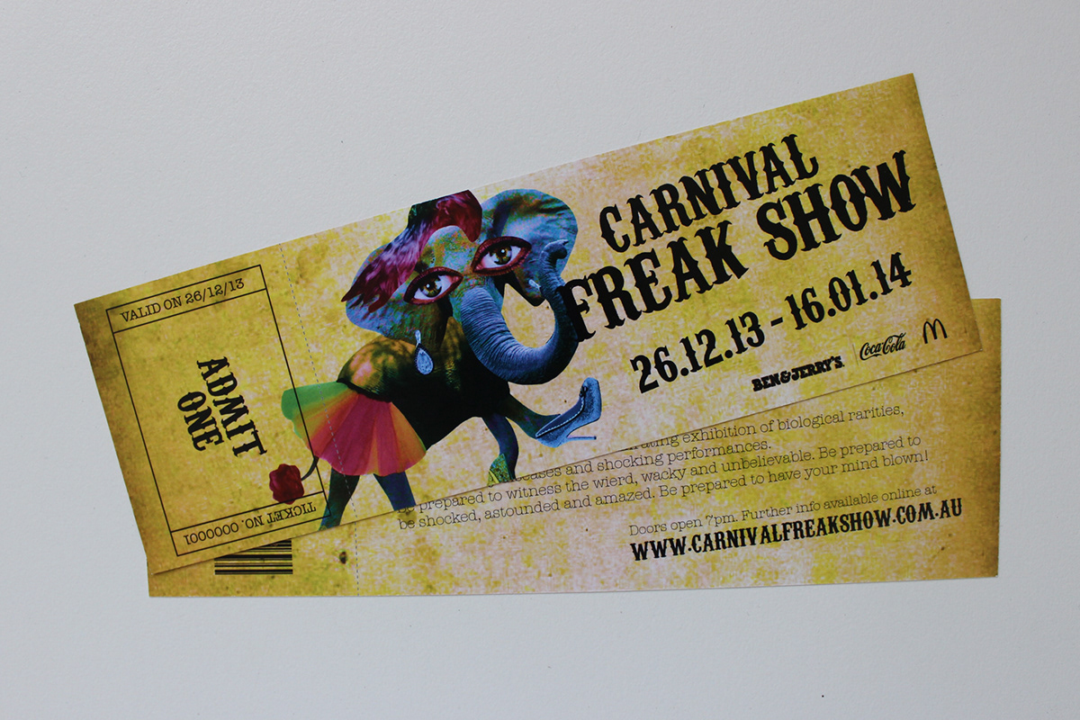 Circus freak show poster ticket flyer Carnival elephant freaks