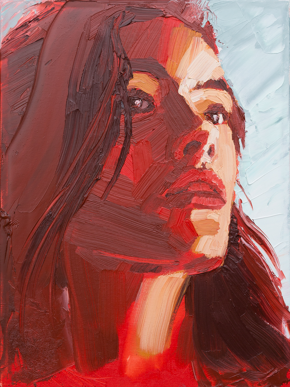 Adobe Portfolio Alaina Solinis Taylor Godfrey Cora Keegan red palette Oils portrait