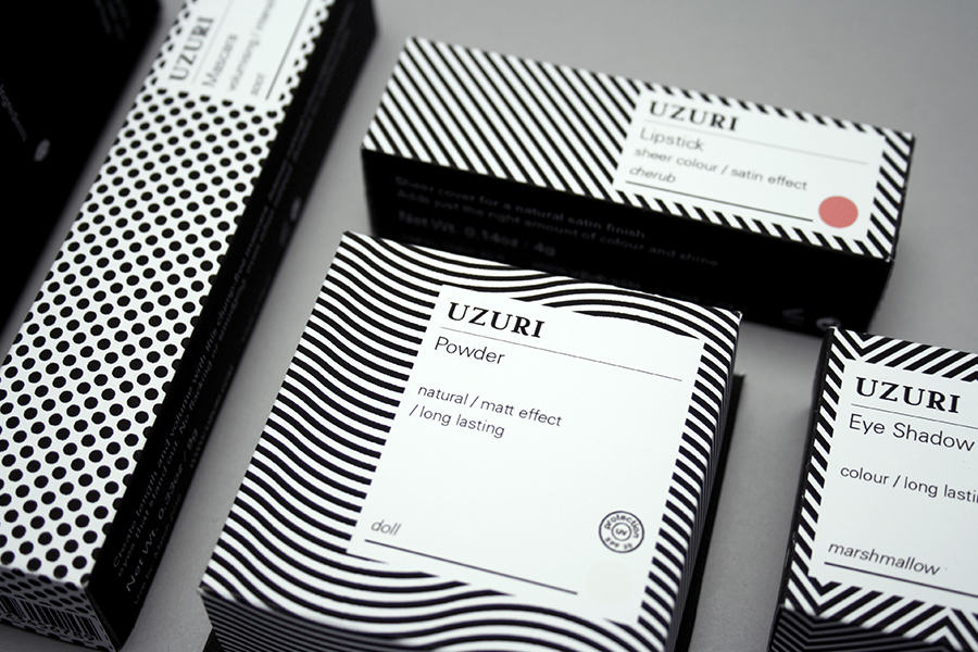 makeup publication packaging design pattern optical illusion black and white