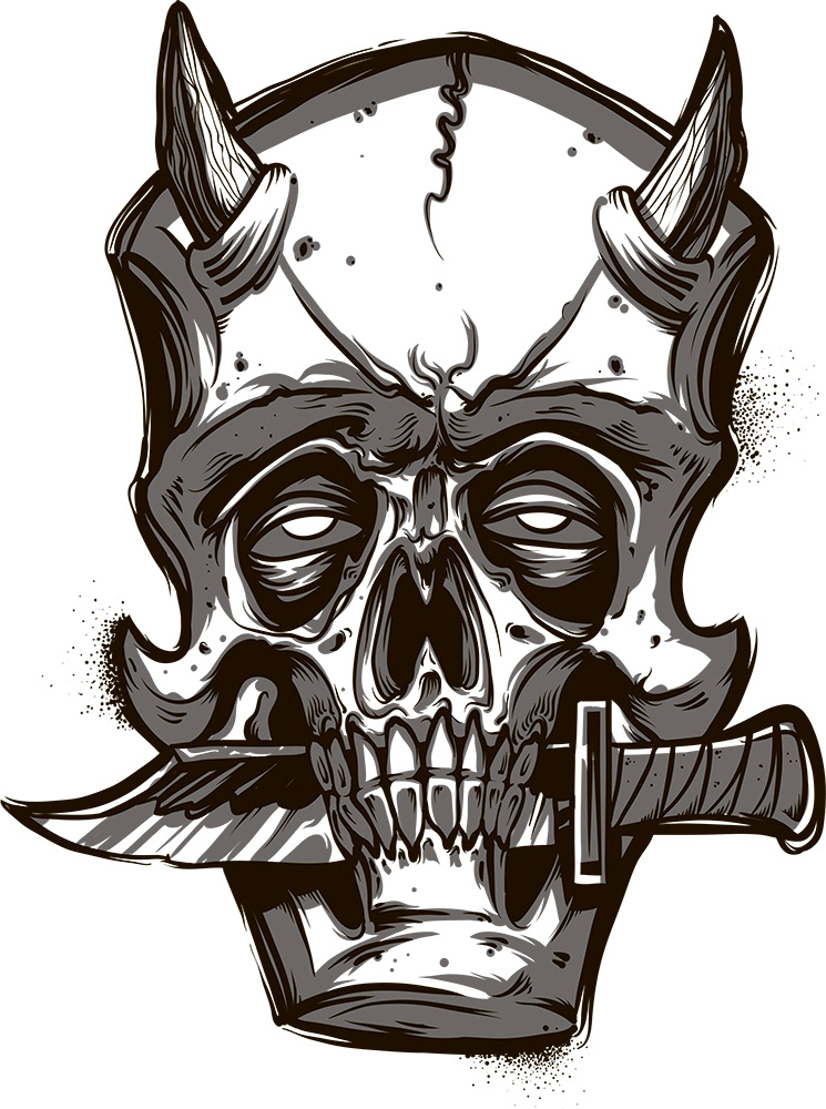 Amp ampart print amp_art art ink digital black adobeillustrator Illustrator skull knife demon death bones