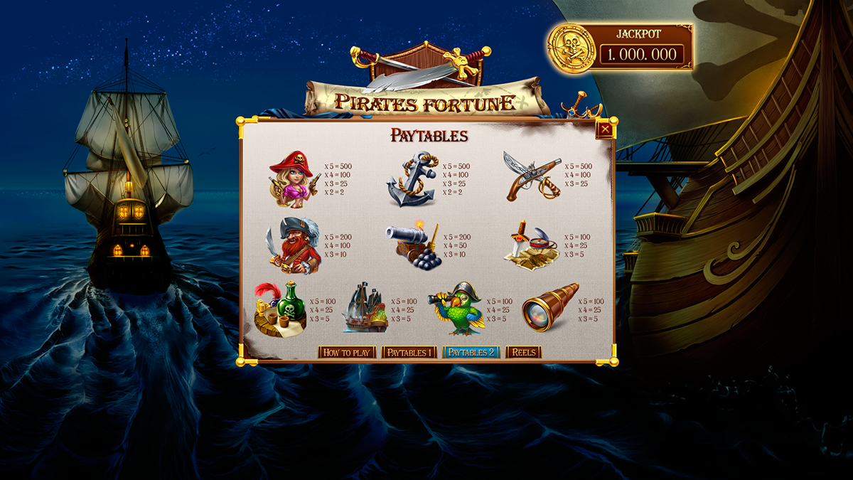 art design graphic pirates game Style icons characters symbols slot treasure ship