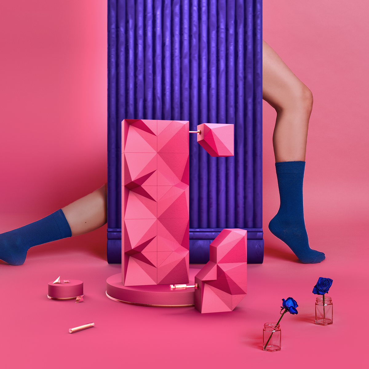 36daysoftype lettering type typography   pink blue legs hands Flowers Rinat set set design  3D maxon cinema 4d still life