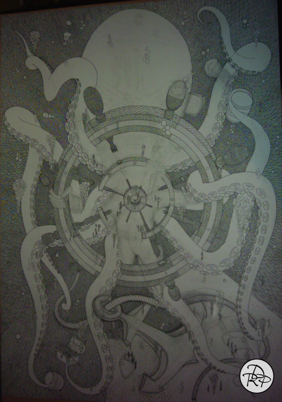 ilustracion tramas linia de arte dibujo pulpo kraken