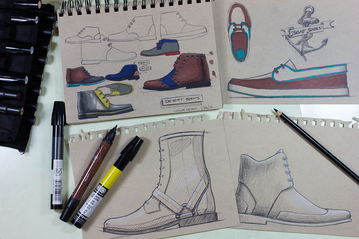 sketching sketches ID Sketching tyler dennis shoes footwear Marker Renderings