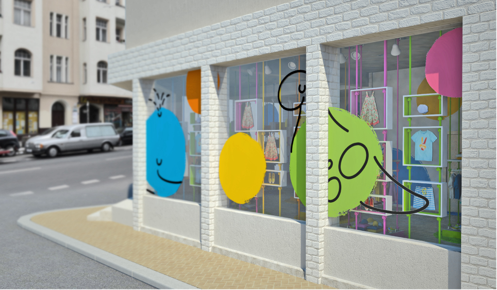 kids  dots children store Retail shop Viral logo system