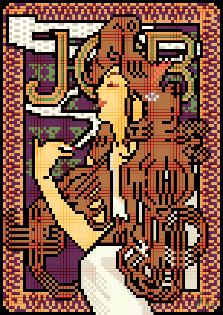 pixel pixelart pixelated 8bitart Retro joojaebum masterpiece alphonse Mucha printer poster job cigarette pattern digitalart