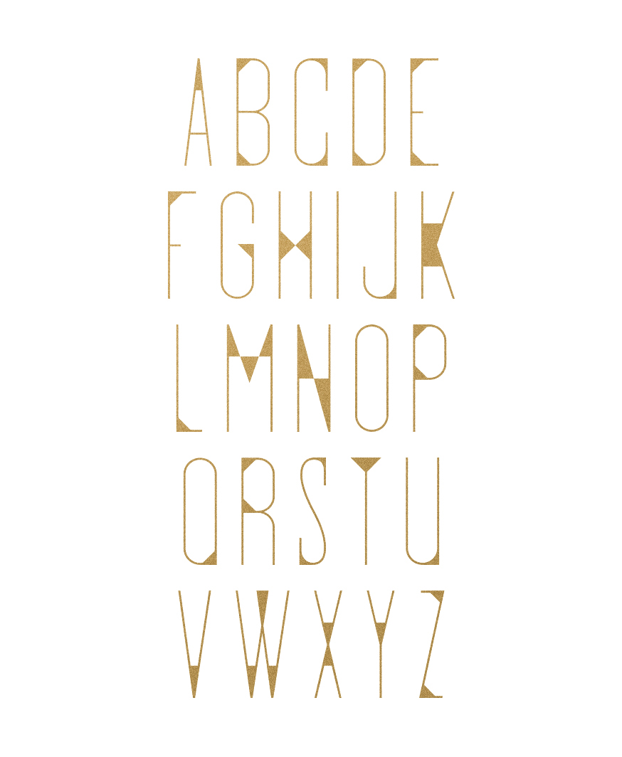 typo font Title art deco gold elegant thin poster