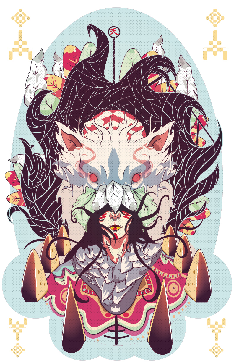poster Illustrator TheMetathron wolf Lady folk wacom pastel vector pantone