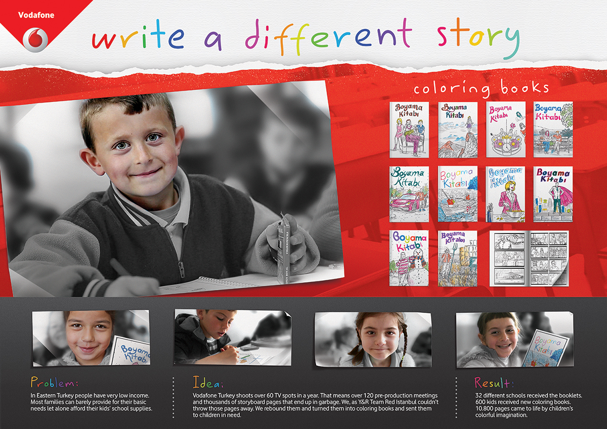 team red vodafone Turkey coloring book Project write a different story case boyama kitabı projesi storyboard