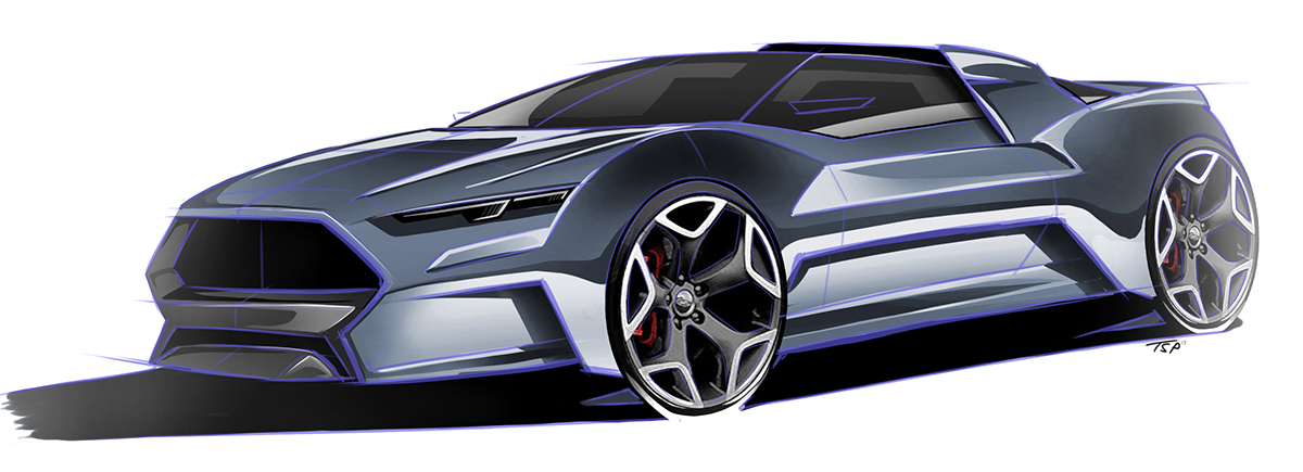 Ford rally rs concept car sketch photoshop rendering mid engine Super Car track car race sports power perfomance
