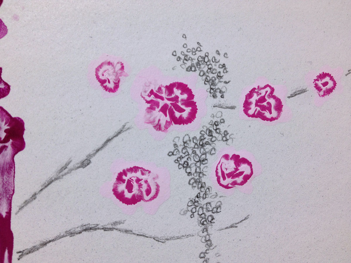 japan pencil Wabisabi Black&ampampwhite Space  acrylic paper pattern Tree  flower Lotus Plant multiplication detailed art