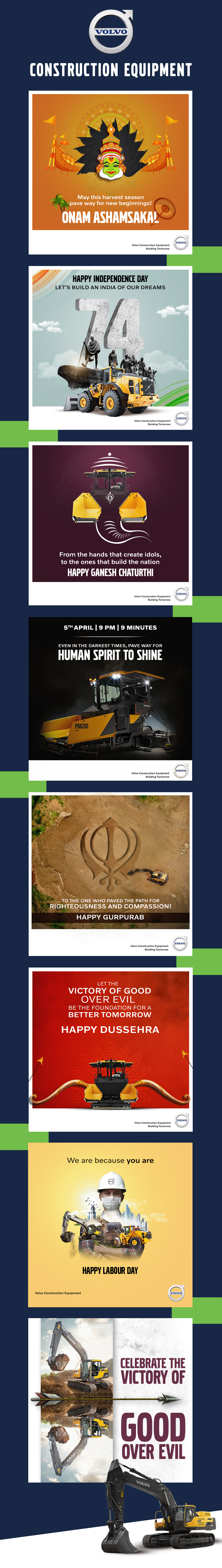 concept creatives ads construction equipment excavators photoshop social media Volvo Wheel Loaders