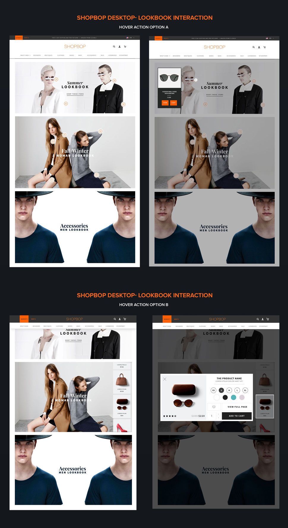 Adobe Portfolio shopbop e-commerce re-design ux UI shopbop amazon Amazon