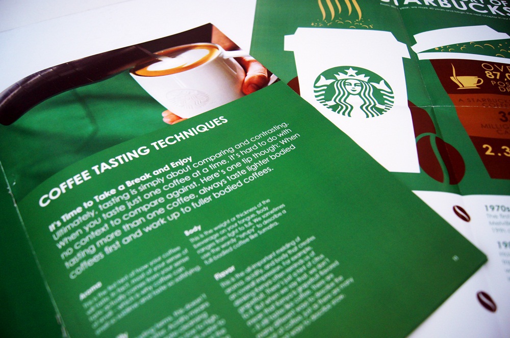 starbucks  coffee  corporate brochure  corporate literature  publication  unlock  senses