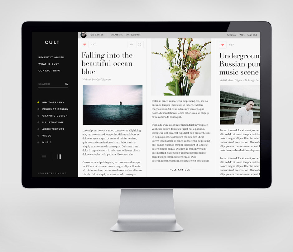 minimal Blog Web design simple iMac clean stylish UI