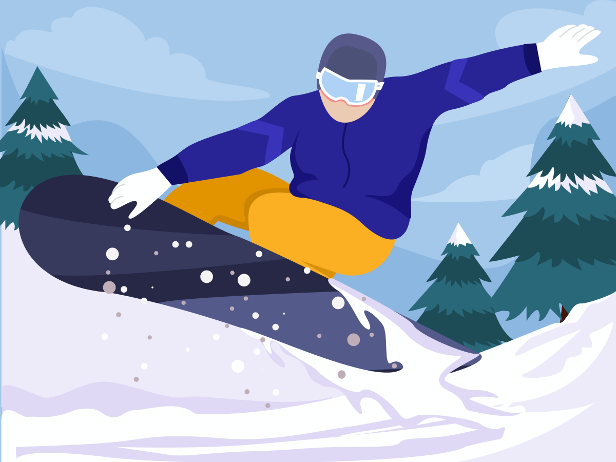 ILLUSTRATION  Drawing  Character design  digital illustration adobe illustrator Snowboarding skiing snow Nature SKY