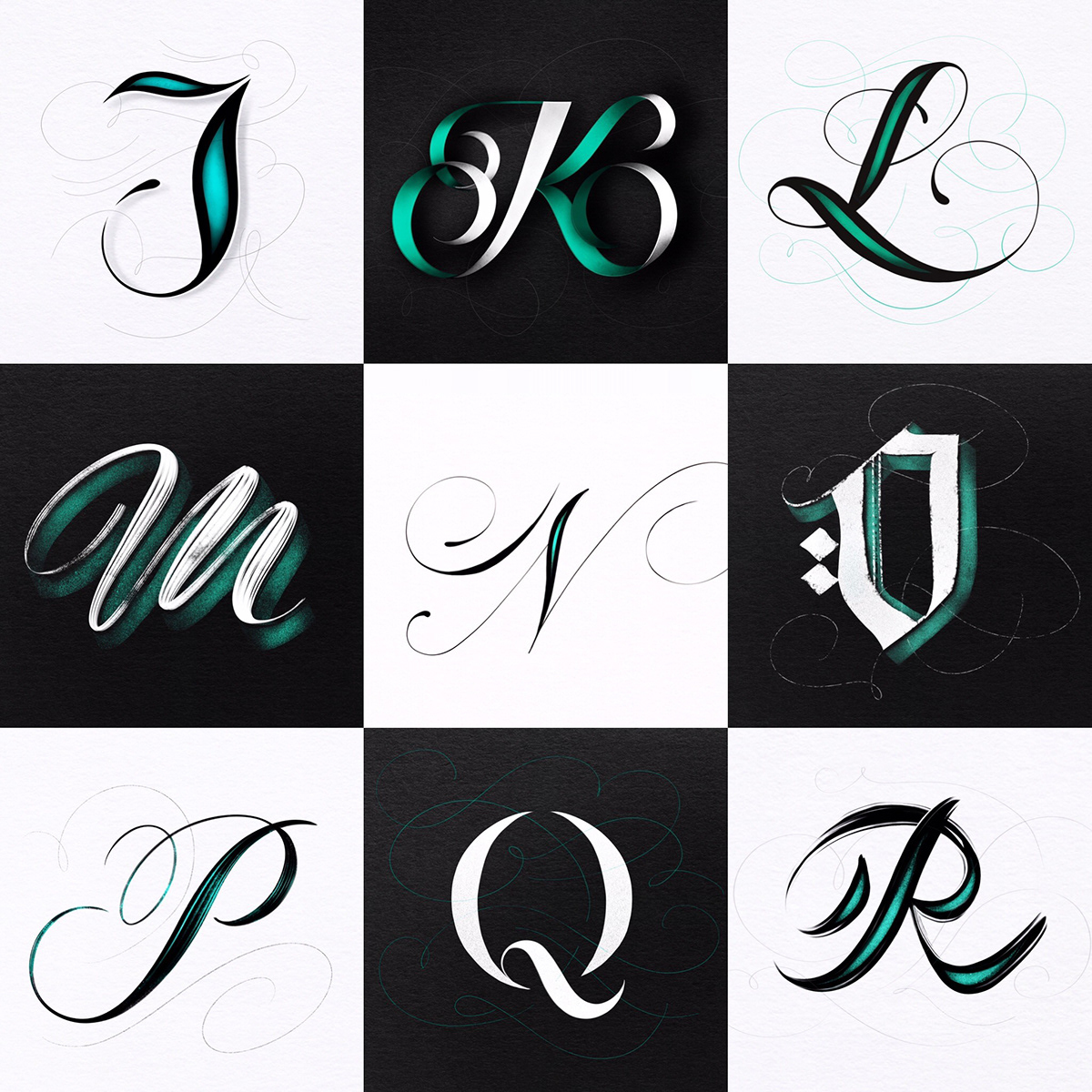 36 days type typography   lettering challenge bold Script teal bw Playful