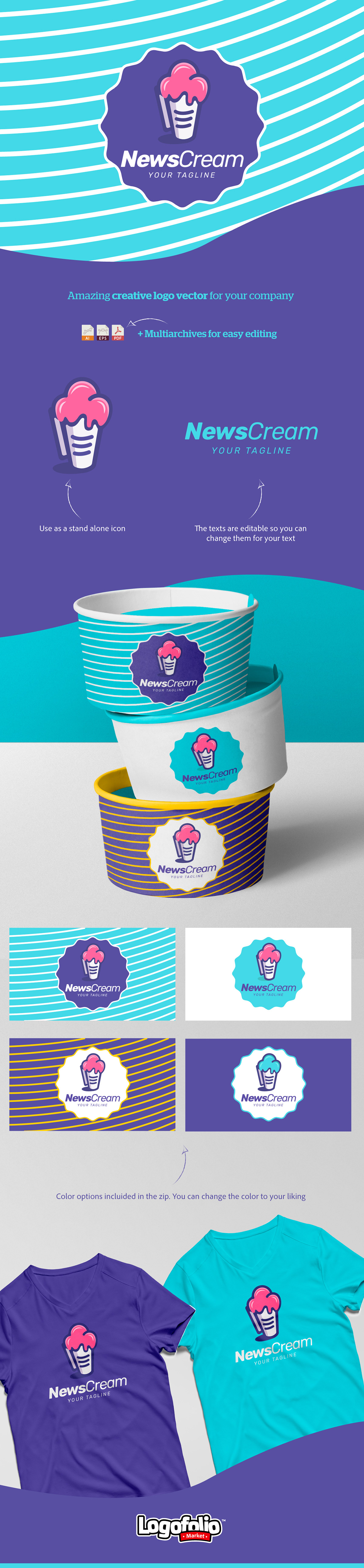 icecream branding  logofolio Food  news paper business