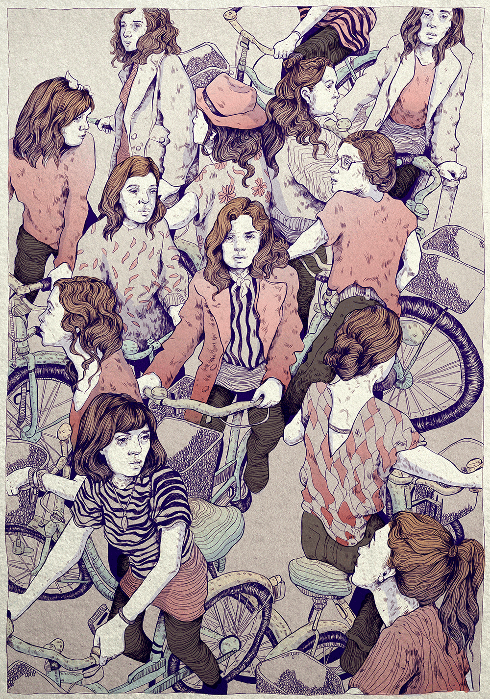 editorial artwork PosterArt Bicycle animals illustrationdesign Drawing 
