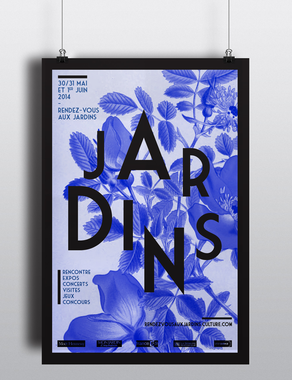 poster affiche bichromie jardins vegetal bannière web graphisme