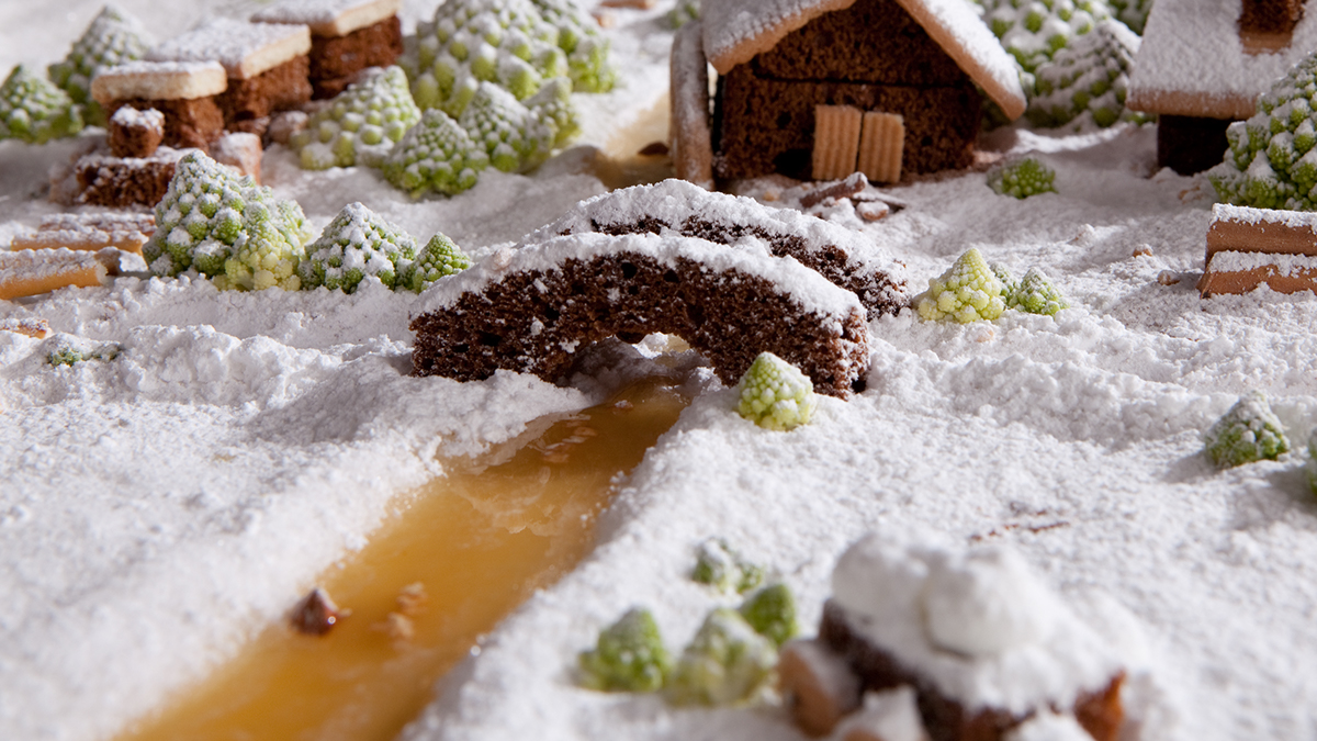 stop motion food design  food landscape  christmas  video Natale xmas Neve snow noel Nadal auguri new year