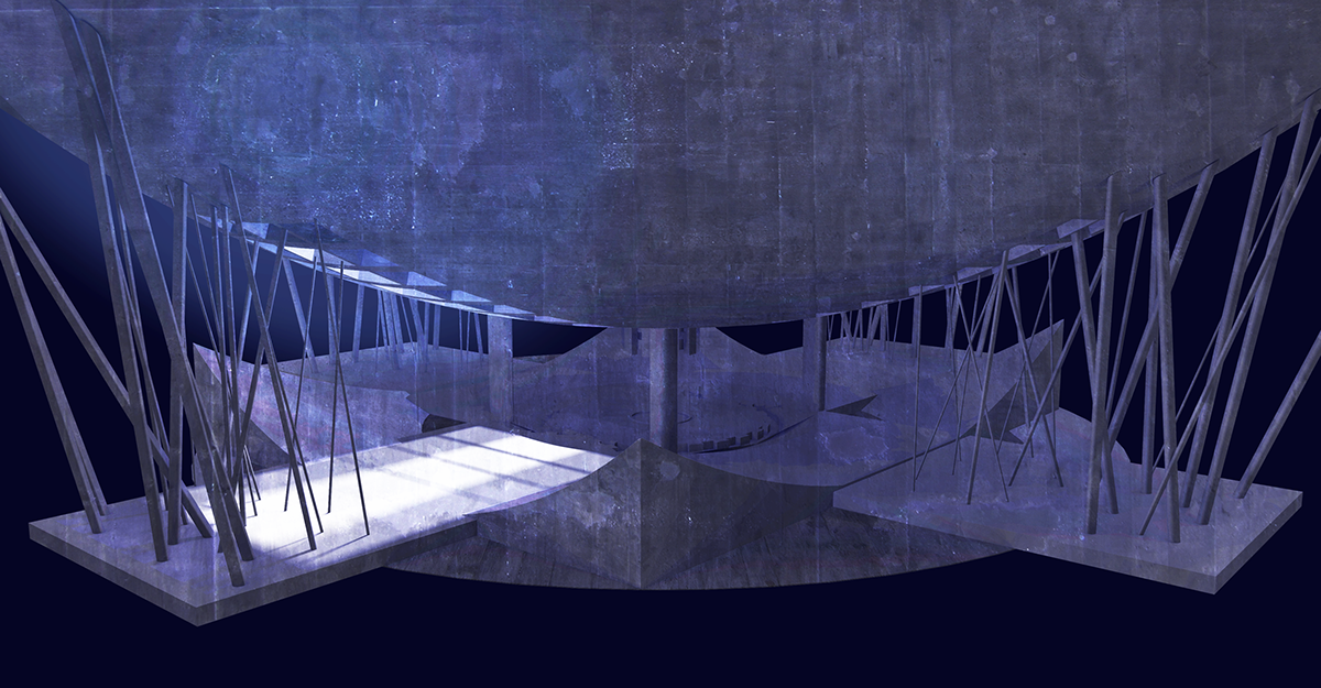 experimental foreman theater  architecture artaud visualization concept architect Work  axonometry