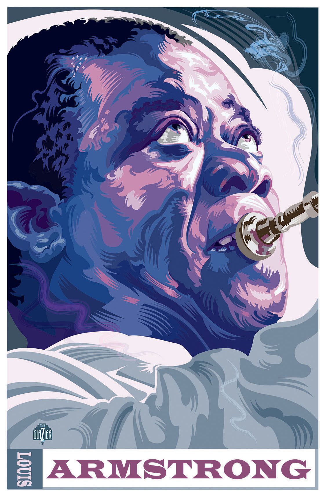 Garth Glazier Jazz art jazz music art music portraits Music illustration jazz illustration jazz icons Louis Armstrong billie holiday Ornette Coleman Wynton Marsalis 