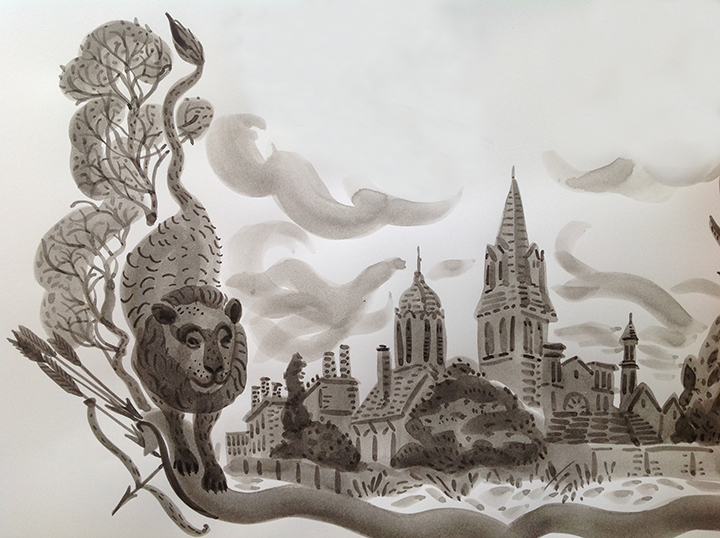 Inklings Tolkien C.S. Lewis dragon Narnia lion oxford ink fantasy natalya balnova