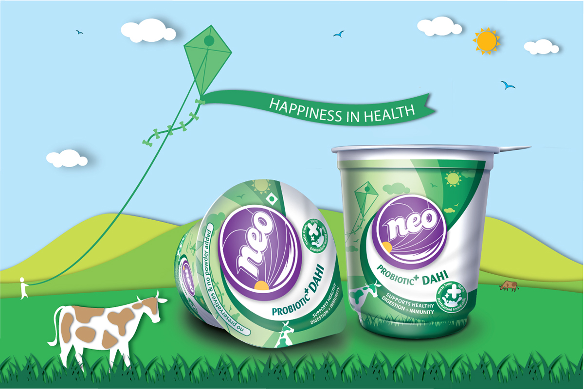 Packaging Label dahi Dairy Product yogurt label design plastic wrap happiness Food 