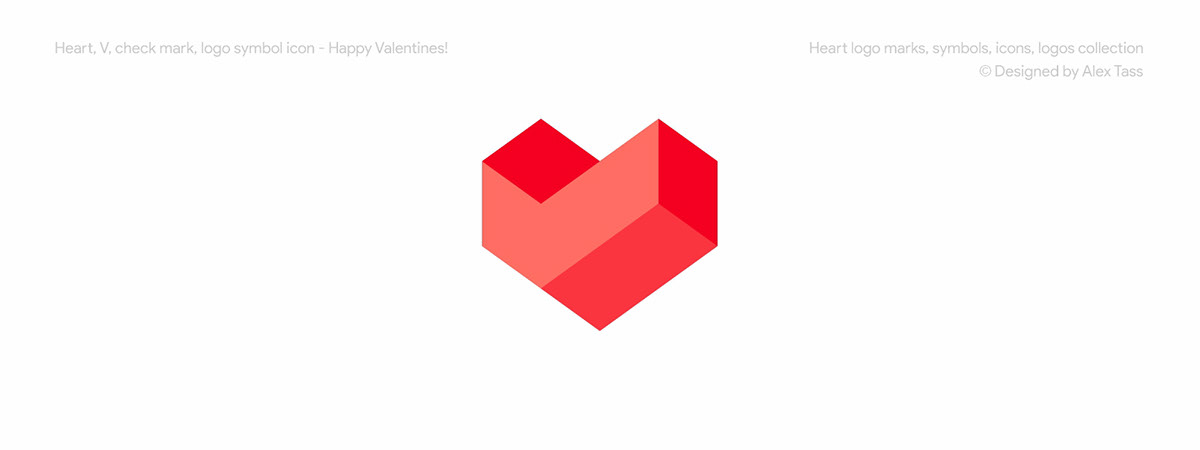 Heart, V, check mark, logo design symbol, Happy Valentines!
