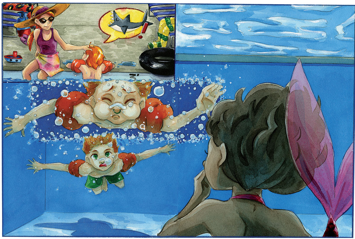 watercolor kidlit children's book illustration children's book mermaid childrens comic