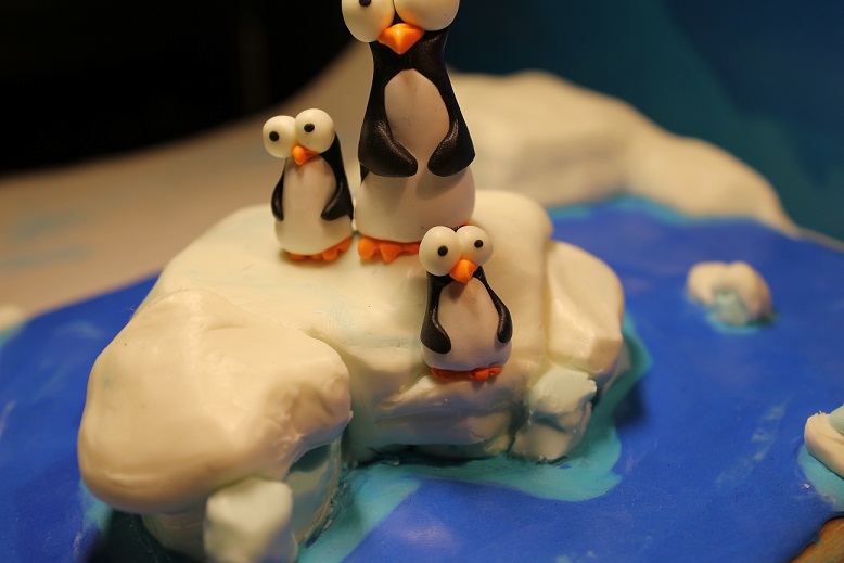 North Pole penguins ice blue White Nature cold art sculpture polymer clay