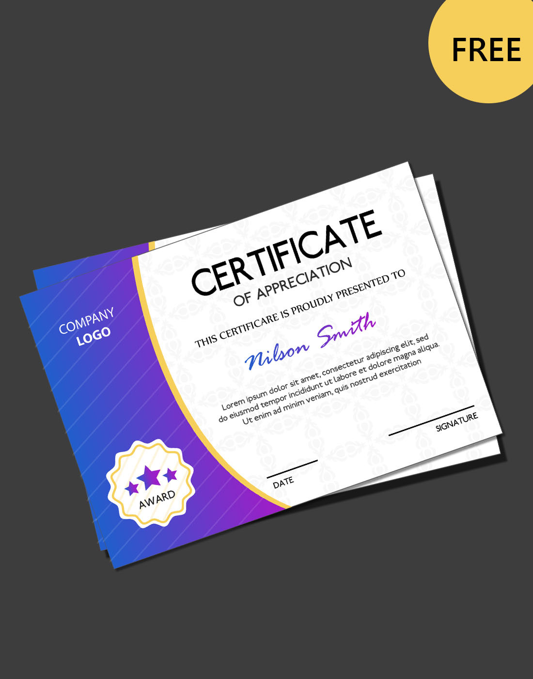 Free Certificate Psd templates modern design for school business printable Clean Design vectors