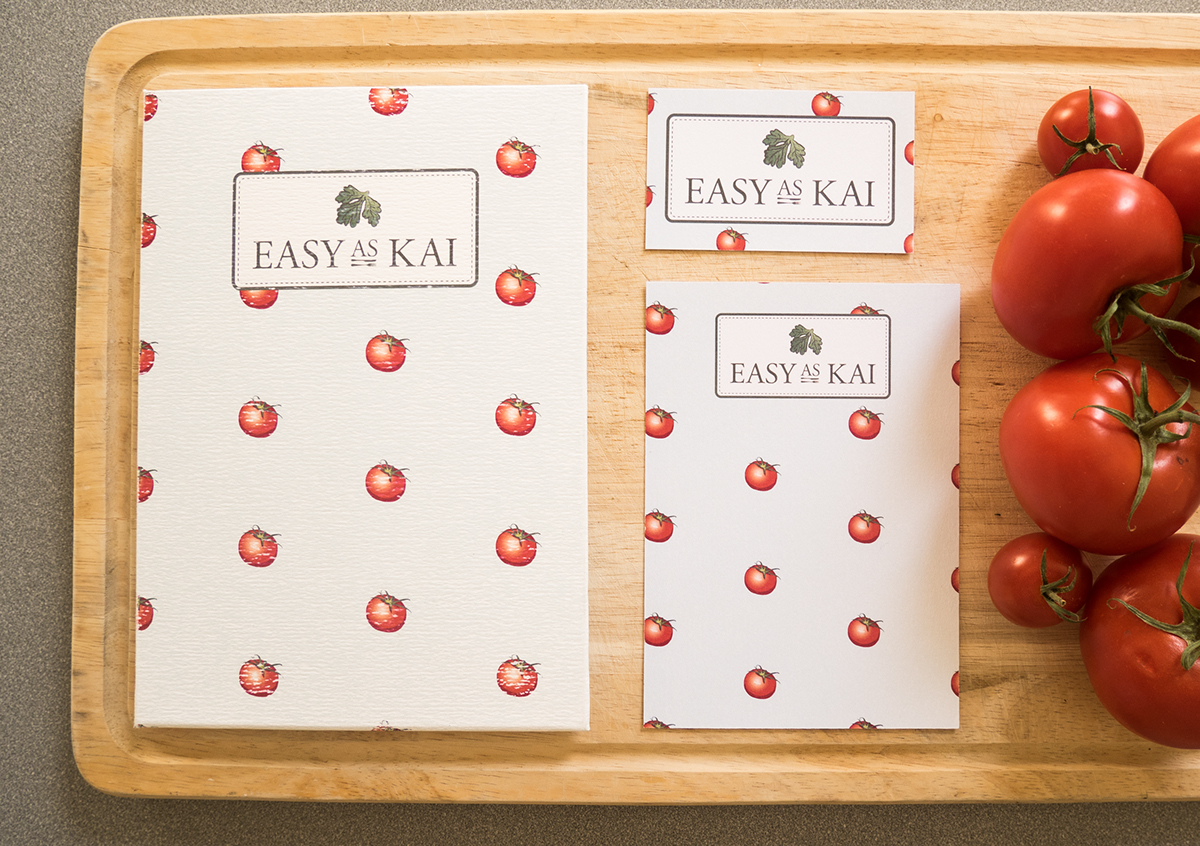 Adobe Portfolio Identity Design YOOBEE Easy as Kai cooking classes New business tomatoes Recipe Card Patterns