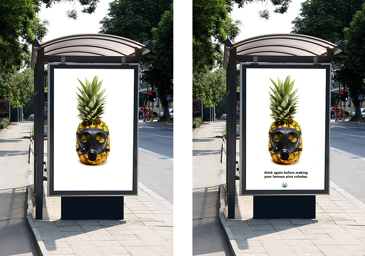 gas mask Fruit pesticide campaign