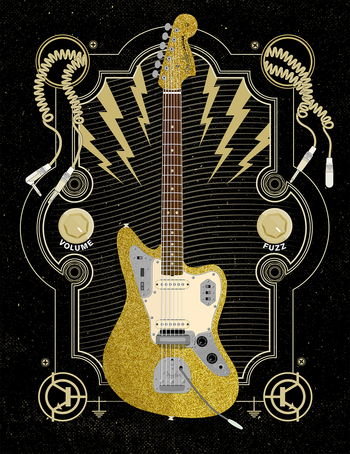 Jazz Guitar fender jaguar guitar poster shoe gaze stoner rock Gibson 335