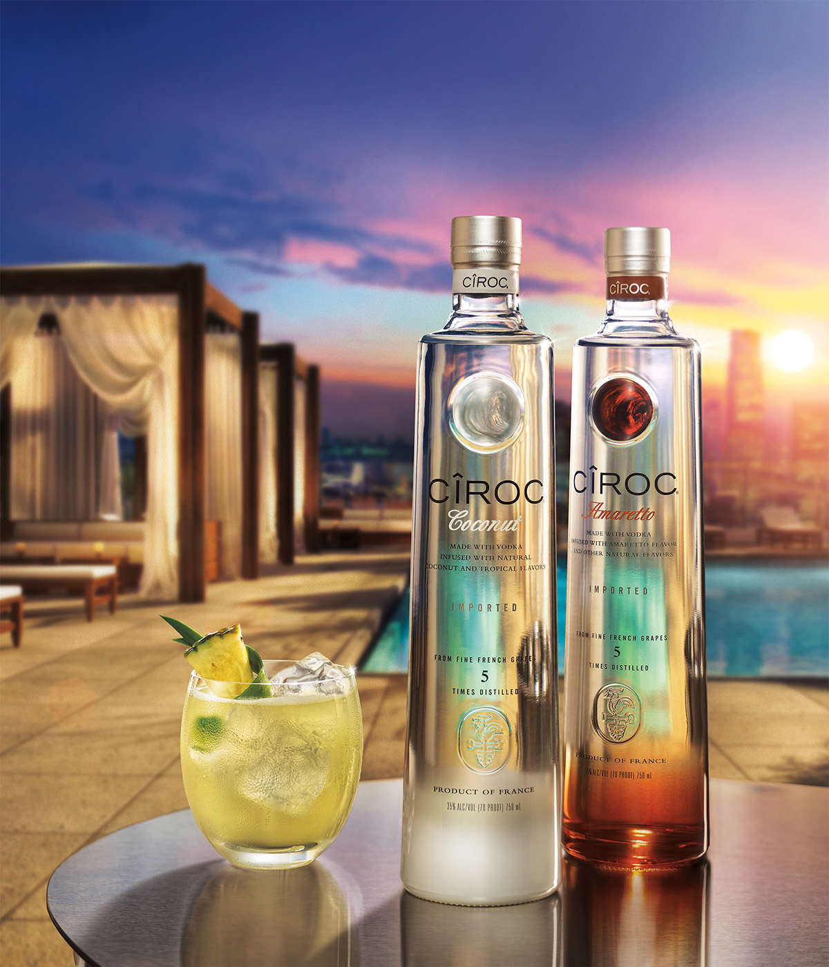 ciroc CGI drinks bottle rooftop cabana location Pool