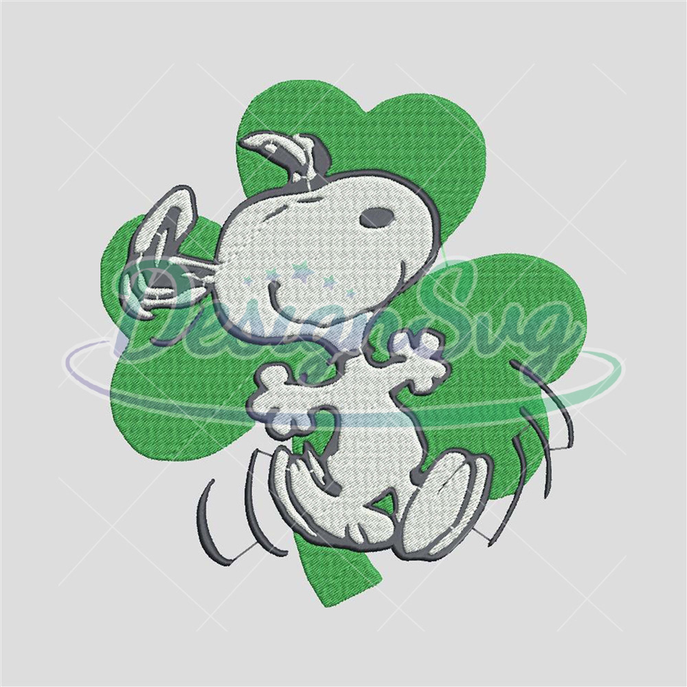 snoopy cartoon digital illustration St Patricks Day irish Embroidery embroidery design