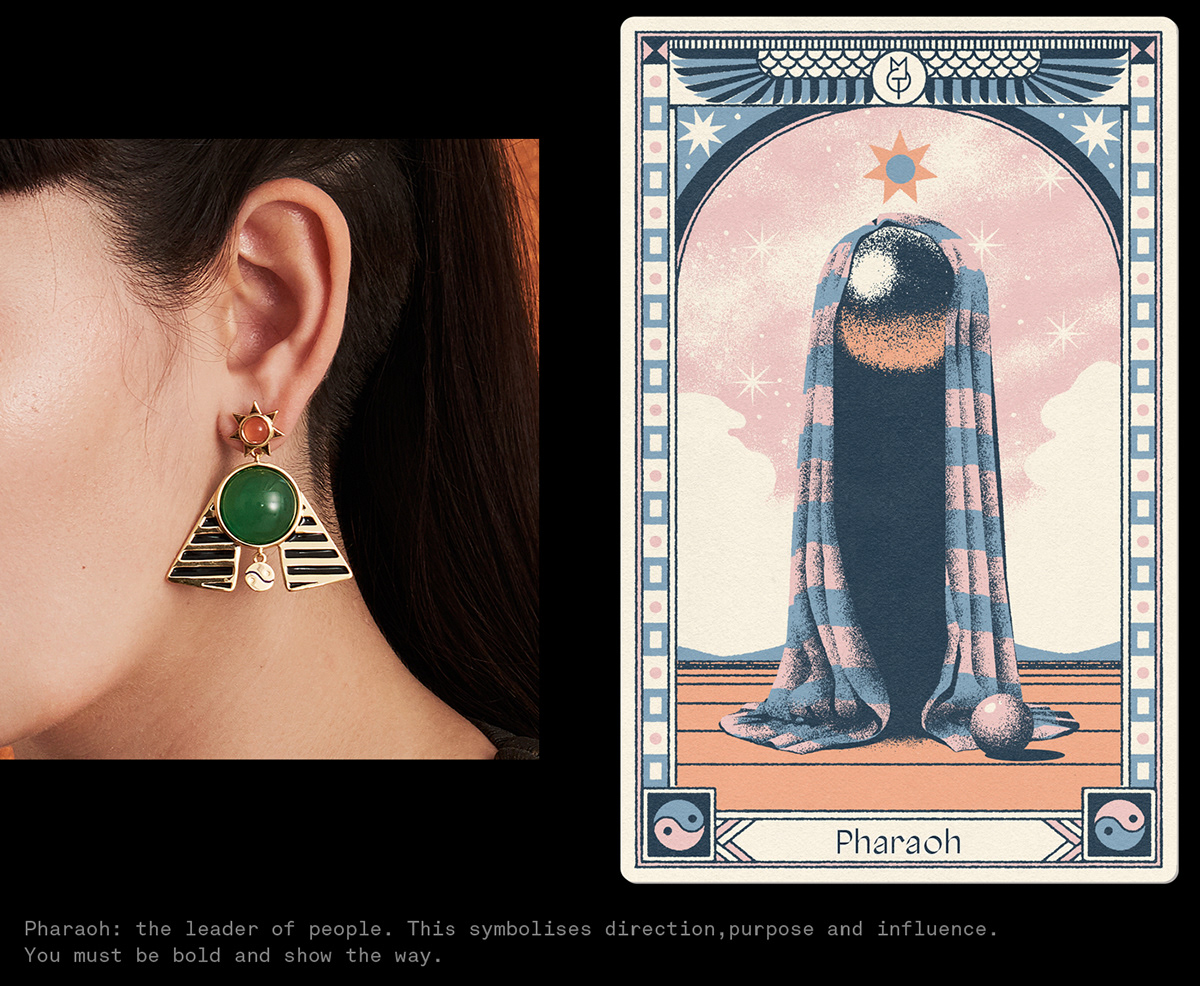 celestial pastel Earring pyramid egypt palm Space  tarot cosmos jewelry