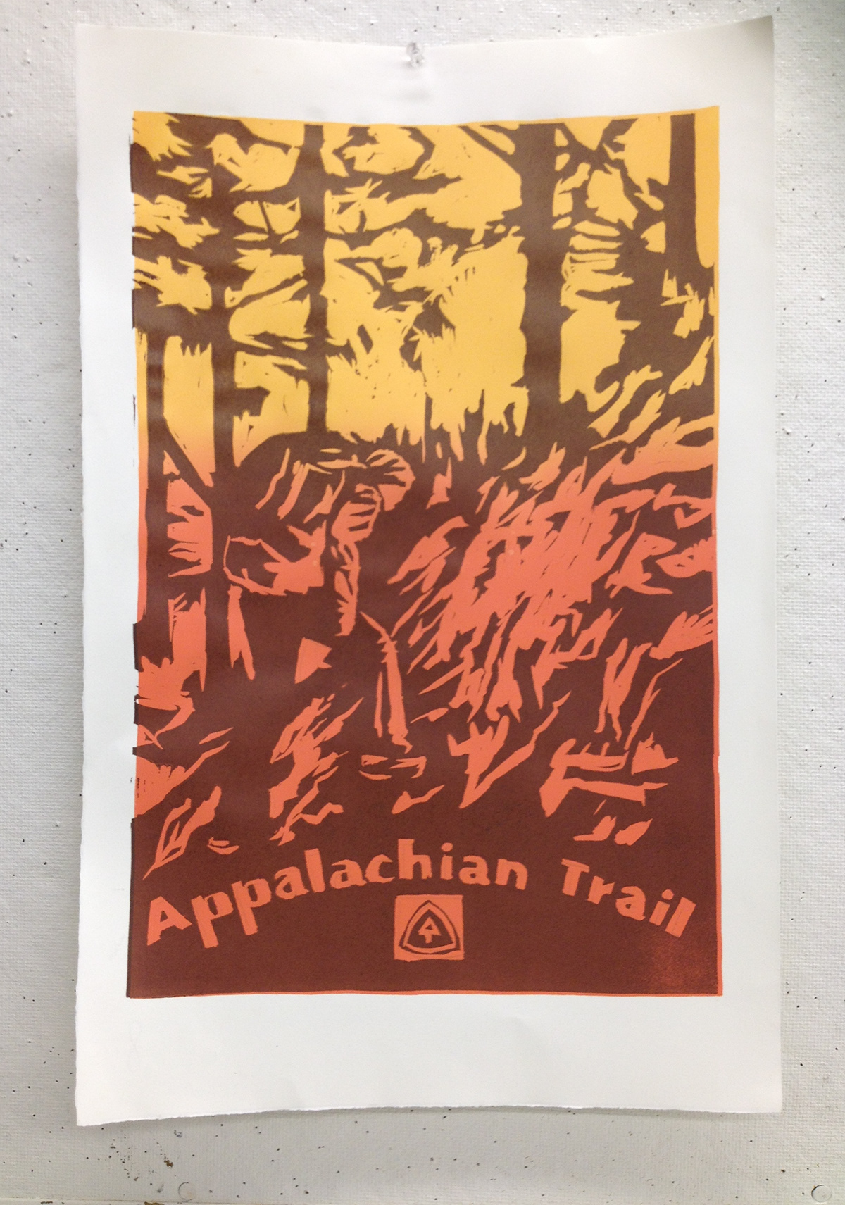 linoleum print hiking trail AT PCT Pacific Crest Trail Appalachian Trail