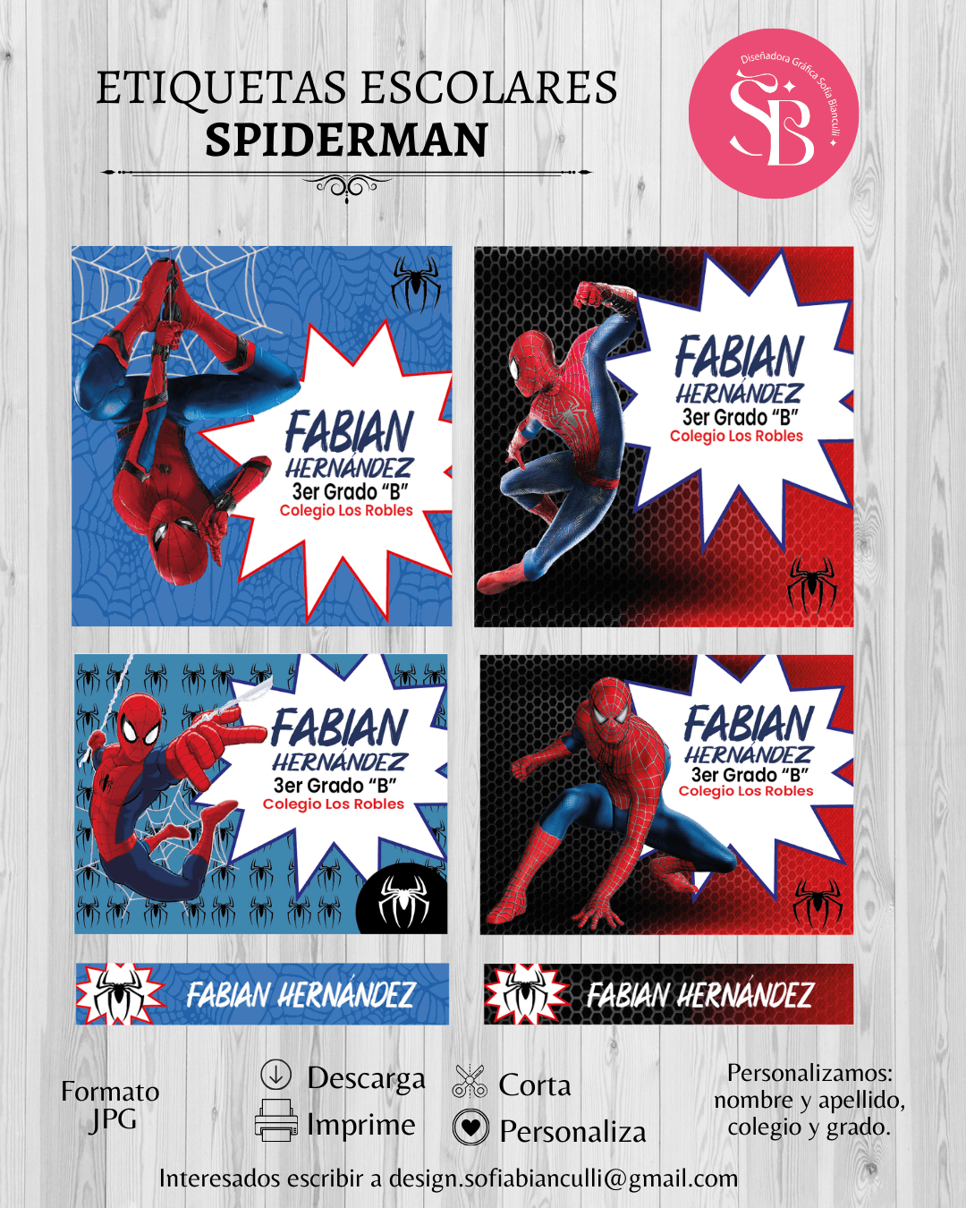Etiquetas Escolares personalizadas | Spiderman
