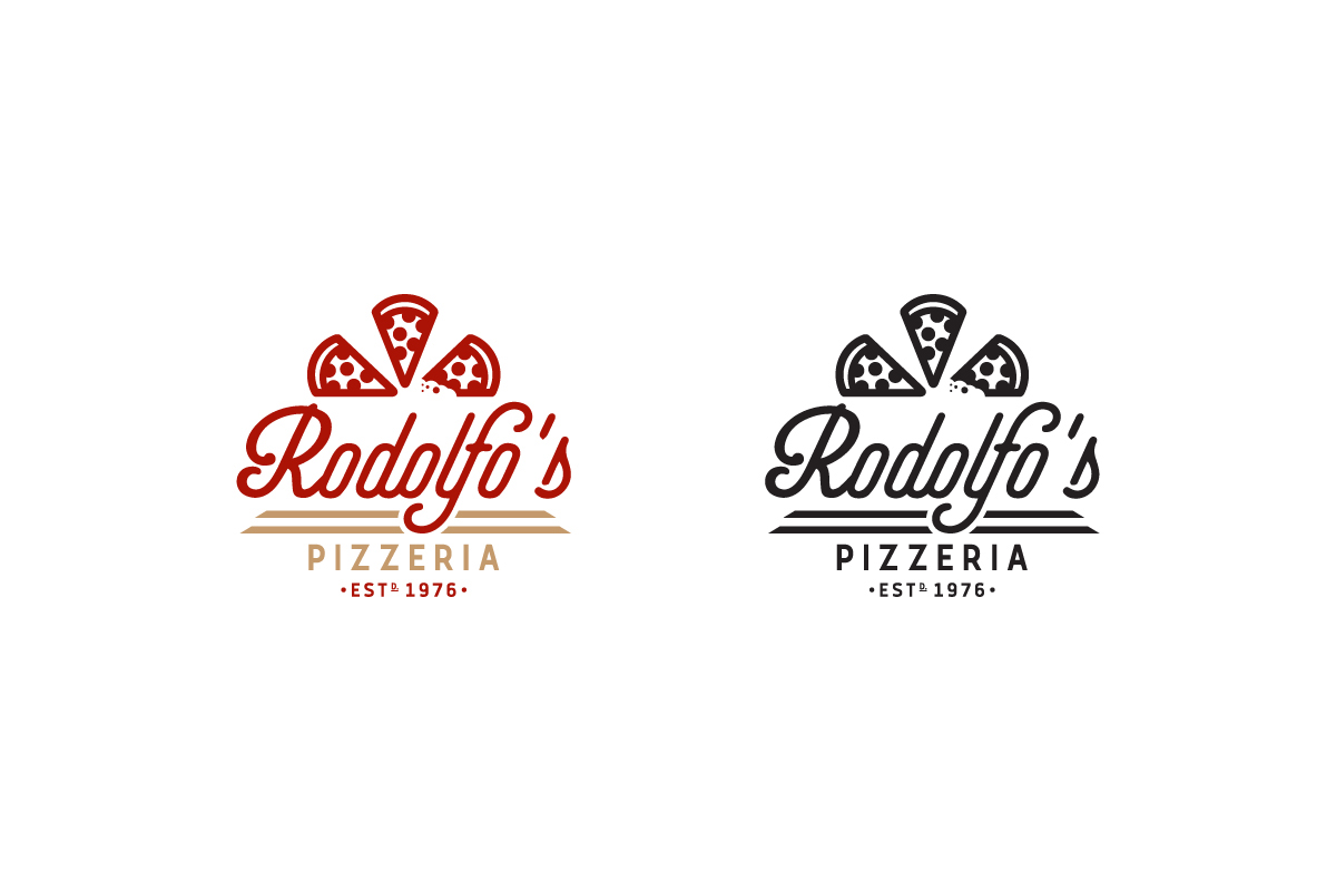 Pizza pizzeria restaurant logo brand slice Food  mark brand identity Logo Design