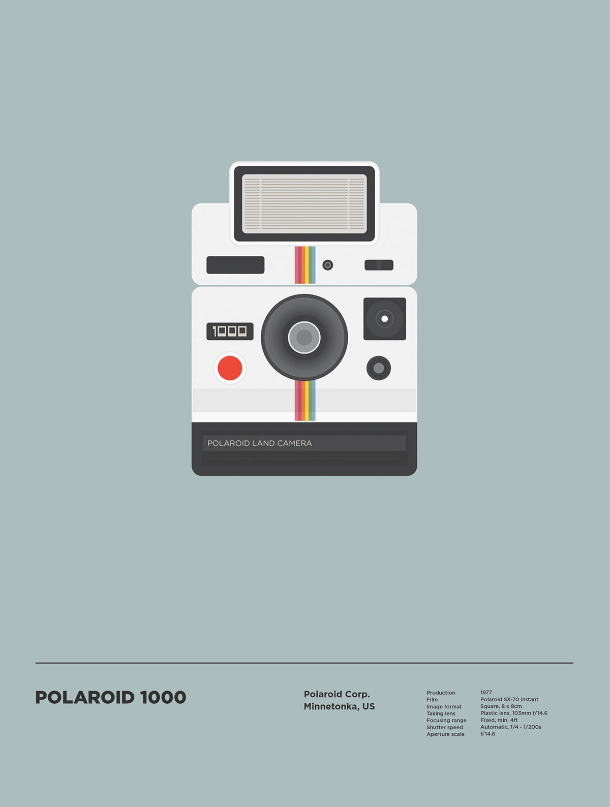 poster minimal print camera Analogue vintage palette Lomography diana POLAROID ikoflex