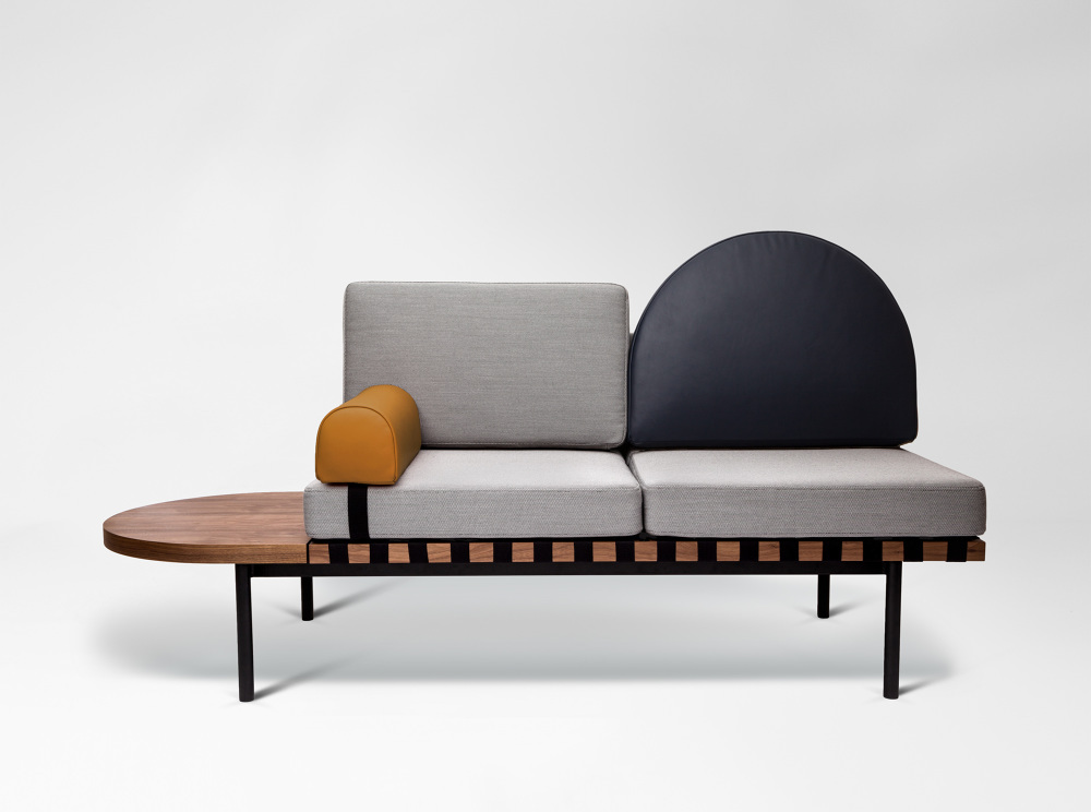 grid sofa modular modernist geometry Pool wood day bed