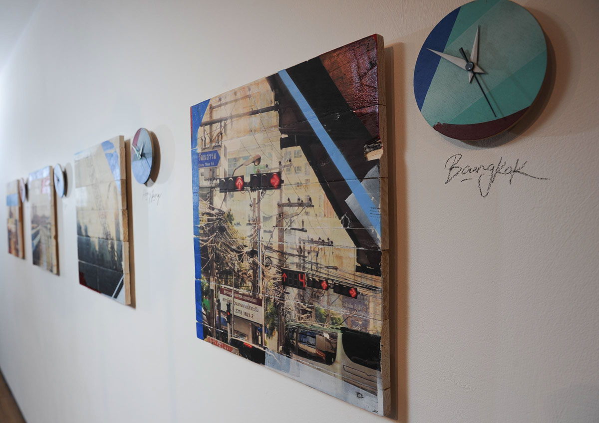 oslo London Hong Kong Bangkok wood clocks time art exhibiton gallery Southampton timezones